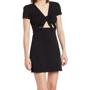 New ~ ABOUND Nordstrom~ Tie Front Rib Knit Mini Dress Vacay Cruise Organic XS